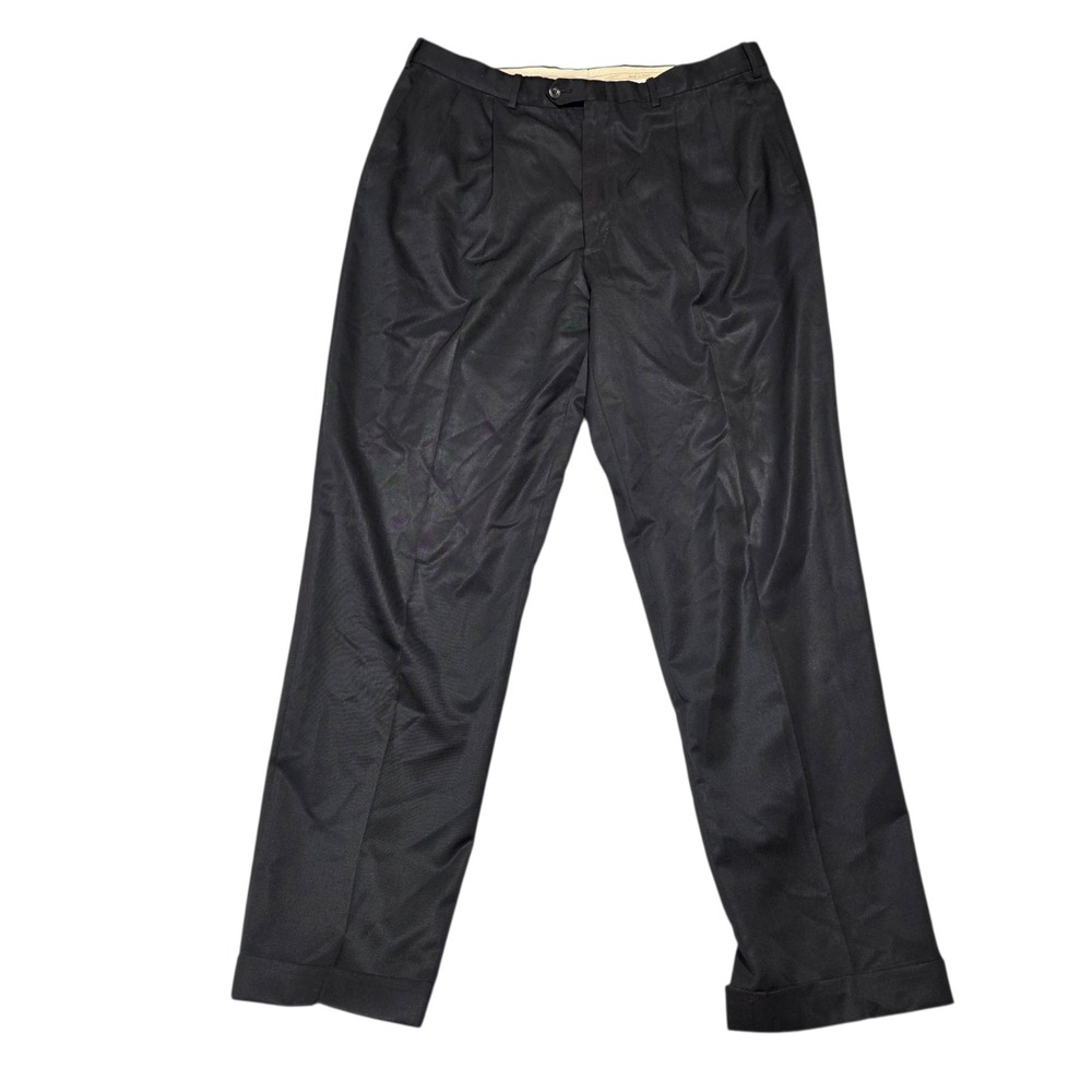 JB Britches Mens Black Dress Pants Size 38 Wool Blend Career Business
